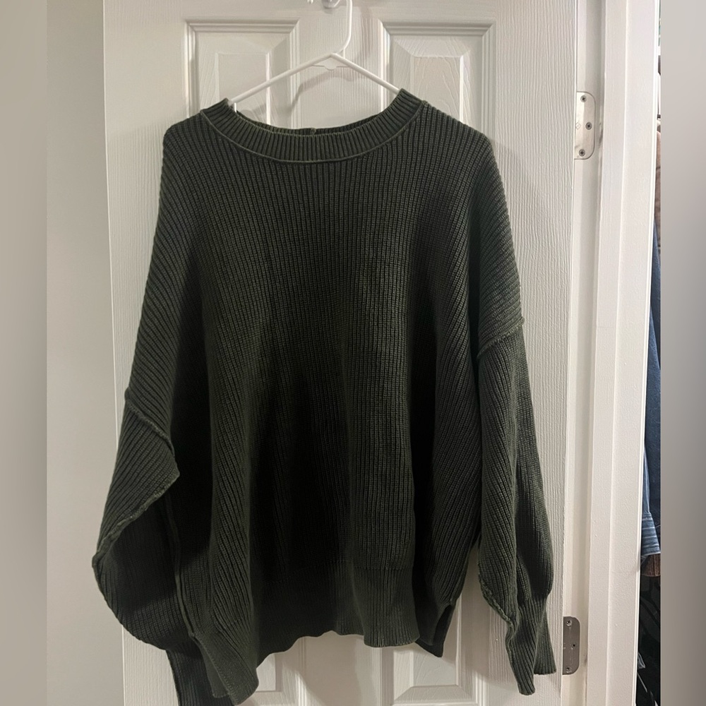Aerie Dark Green Ribbed Sweater